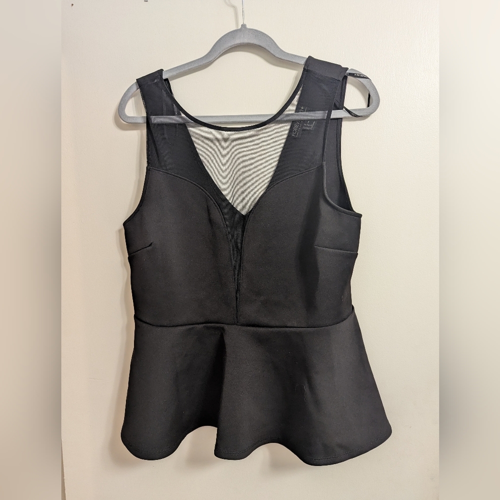 Forever21+ black peplum sleeveless top, 1X